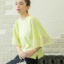 《5色展開》シアーフレアスリーブニット【洗濯機洗い可】