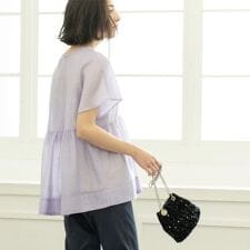 麻混シアーペプラムブラウス【洗濯機洗い可】