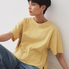 刺繍ロゴワイドシルエットTシャツ【洗濯機洗い可】