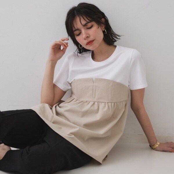 配色ビスチェドッキングカットソー【洗濯機洗い可】