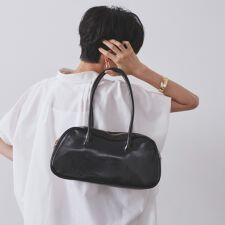 【軽量】オイル調合皮ワイドボストンバッグ