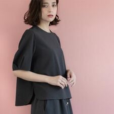 ラメストライプタックスリーブブラウスセットアップ可【洗濯機洗い可防シワ吸水速乾】