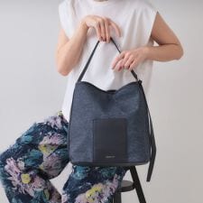 キャンバス調合皮ワンハンドルショルダーバッグ