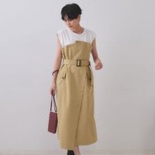 トレンチ風ベアドッキングワンピース【洗濯機洗い可】