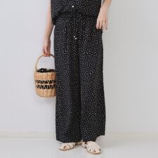 幾何柄プリントイージーワイドパンツセットアップ対応【洗える】