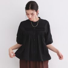 ピンタックフレアシャツ【洗濯機洗い可】