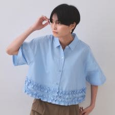 裾フリルシャツ【洗濯機洗い可】