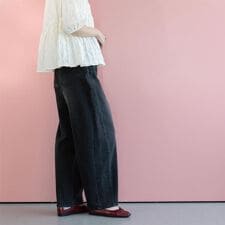 ストレッチバレルレッグデニム【洗濯機洗い可】