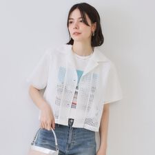 メッシュ開襟シャツ【洗濯機洗い可】