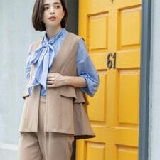 フリルペプラムジレセットアップ対応可【洗濯機洗い可】