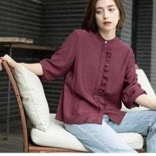 フロントフリルブラウス【洗濯機OK】