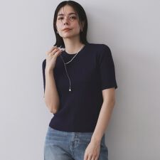 《6色展開S-LLサイズ》ケーブルハーフスリーブニット【UVケア洗濯機洗い可】