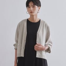 リラクシーVネックニットカーディガン【UVケア接触冷感洗濯機洗い可抗ピル】