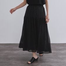 ラメドットイージーティアードスカート【洗濯機洗い可】