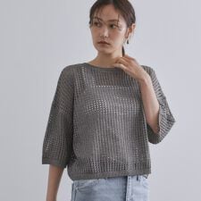 ラメメッシュ2WAYニット【洗濯機洗い可／抗ピル】