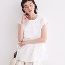 リボンモチーフブラウス【洗濯機洗い可】