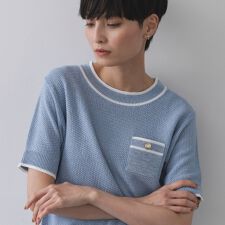 ツイードライクポケット付きニット【洗濯機洗い可抗ピル】