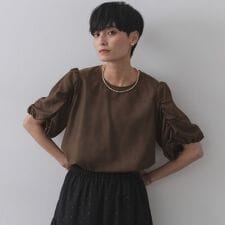 シアーボリュームスリーブブラウス【洗濯機洗い可】