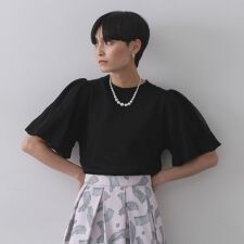 バルーンスリーブニット【洗濯機洗い可】