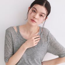 シアーリブレイヤードカットソー【洗濯機洗い可】