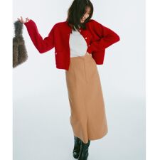 オペークドットクリップ(OPAQUE.CLIP)の《8色展開S-LLサイズ》ウールライクタイトスカート【洗濯機洗い可】