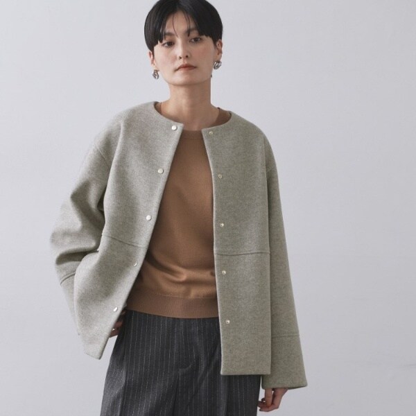 ୨୧*̩̩̥ 新品 定価3.2万 WASH WASH メルトンウール フーディーコート SHIPS｜【WEB限定】 <手洗い可能>ウール ライク ジャージー