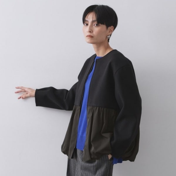 OPAQUE.CLIPウール&カシミヤMIXキルティング切替コート OPAQUE.CLIP