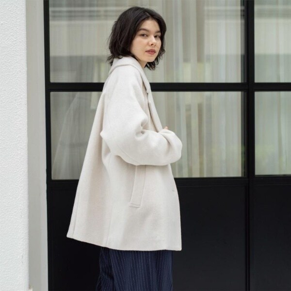 カシミヤブレンドウールミドルピーコート | オペークドットクリップ