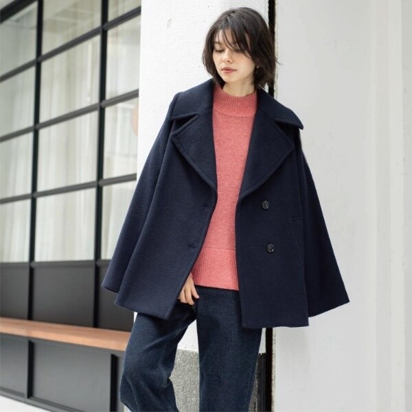 カシミヤブレンドウールミドルピーコート | オペークドットクリップ