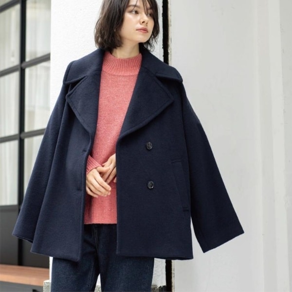 カシミヤブレンドウールミドルピーコート | オペークドットクリップ