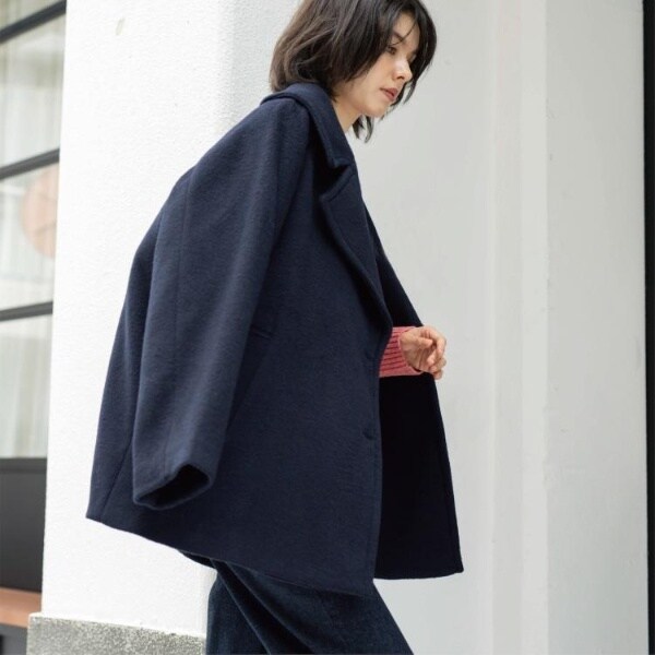 カシミヤブレンドウールミドルピーコート | オペークドットクリップ