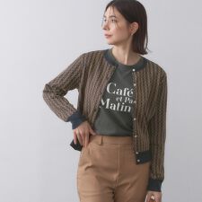 幾何学柄ジャカードニットカーディガン【洗濯機洗い可／抗ピル】