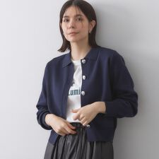 オペークドットクリップ(OPAQUE.CLIP)の衿付き変形ボタンニットカーディガン【洗濯機OK抗ピル】
