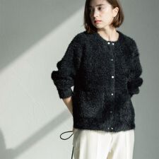 オペークドットクリップ(OPAQUE.CLIP)のシャギーミドルカーディガン【洗濯機OK】《6col》