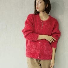 オペークドットクリップ(OPAQUE.CLIP)のシャギーミドルカーディガン【洗濯機OK】《6col》