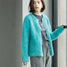 オペークドットクリップ(OPAQUE.CLIP)のシャギーミドルカーディガン【洗濯機OK】《6col》