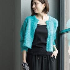 オペークドットクリップ(OPAQUE.CLIP)のシャギーショートカーディガン【洗濯機OK】《6col》