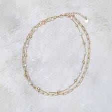 チェーン×フェイクパール2連ネックレス