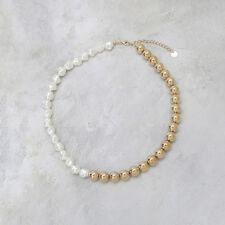 メタル×フェイクパール ショートネックレス