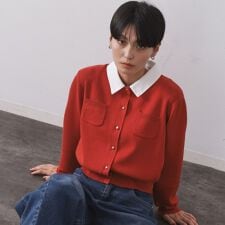 《andGIRL掲載》金ボタンニットカーディガン衿取り外し可【洗濯機OK】