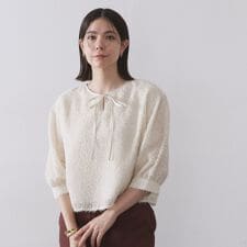 オペークドットクリップ(OPAQUE.CLIP)の前後2WAY　シアーフリンジジャカードブラウス【洗濯機OK】