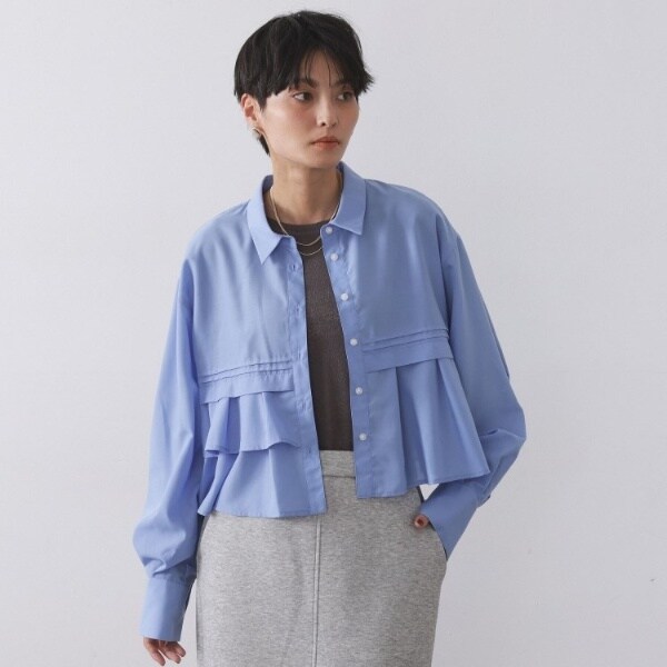 ミニフリルショートシャツ ピンタックフリルショートシャツ【洗濯機OK】 | オペークドット