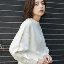 配色ラインクルーネックニット