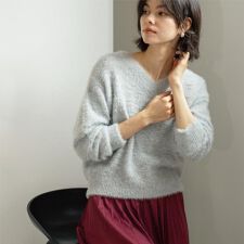 スパンコールフェザーVネックニット【洗濯機OK】