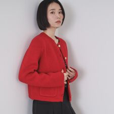 ビジューボタンニットカーディガン【洗える】