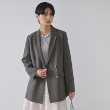 ストレッチダブルブレストテーラードジャケットセットアップ対応可【洗濯機OK】