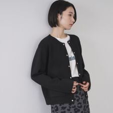 スナップボタン ダブルフェイス配色ニットカーディガン【洗濯機OK】