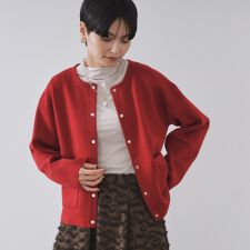 オペークドットクリップ(OPAQUE.CLIP)のスナップボタン ダブルフェイス配色ニットカーディガン【洗濯機OK】