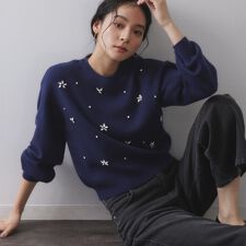 ビジューニットトップス【洗える】