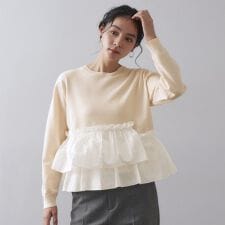 オペークドットクリップ(OPAQUE.CLIP)のフリルドッキングニット【洗濯機OK】